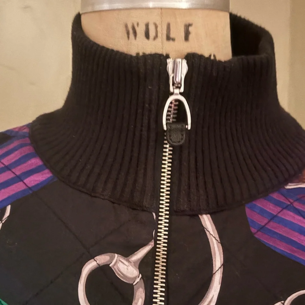 LAUREN RL Stylish Black Jacket with Green and Purple Accents - Picture 8 of 12